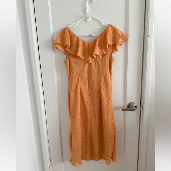 Vintage Y2K Fairy Ditsy Orange Polka Dot Ruffled Women's Dress - Picture 2 of 5